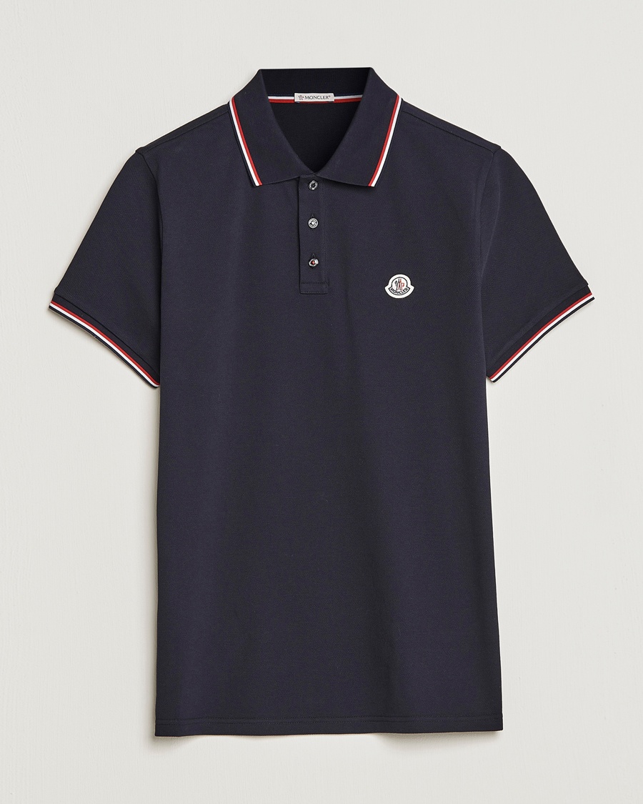 Moncler Contrast Rib Polo Navy – Sininen