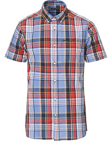 Miehet | Lyhythihaiset kauluspaidat | Barbour Lifestyle | Tailored Abney Madras Short Sleeve Shirt Mid Blue