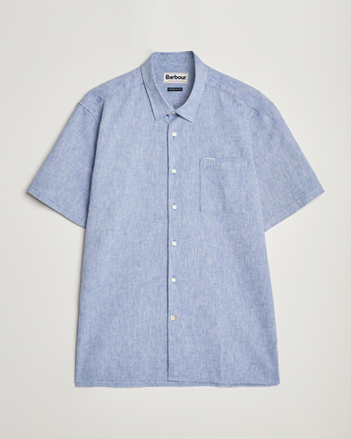 Mies | Lyhythihaiset kauluspaidat | Barbour Lifestyle | Tailored Fit Nelson Cotton/Linen Shirt Blue