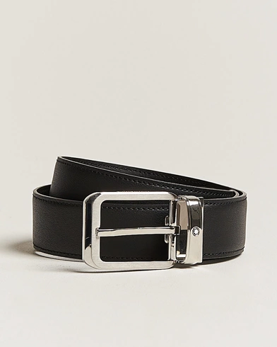 Mies | Sileät vyöt | Montblanc | Black 35 mm Leather belt Black