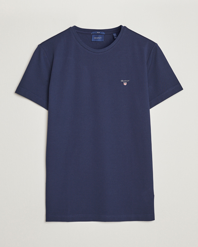 Mies |  | GANT | Cotton Pique Crew Neck T-Shirt Evening Blue