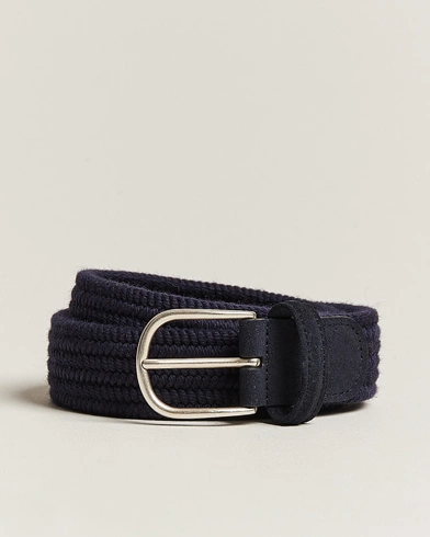 Mies | Italian Department | Anderson's | Braided Wool Belt Navy