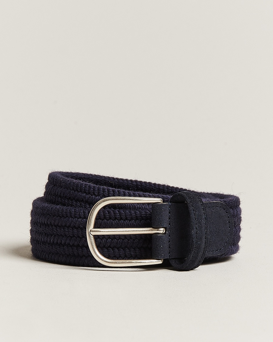 Anderson's Braided Wool Belt Navy – Sininen