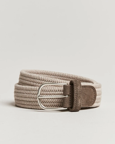 Mies | Vyöt | Anderson's | Braided Wool Belt Beige