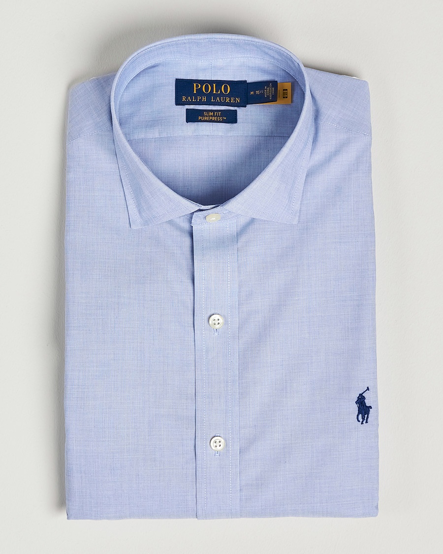 Polo Ralph Lauren Slim Fit Poplin Cut Away Dress Shirt Light Blue – Sininen