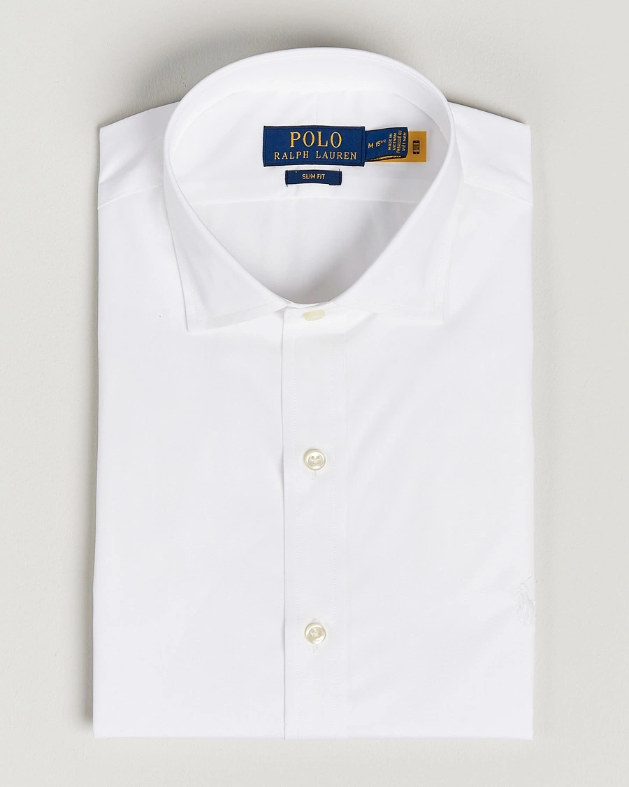 Polo Ralph Lauren Slim Fit Poplin Cut Away Dress Shirt White – Valkoinen