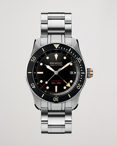 Mies | Teräsranneke | Bremont | S302 Supermarine GMT 40mm Steel Bracelet Black Dial
