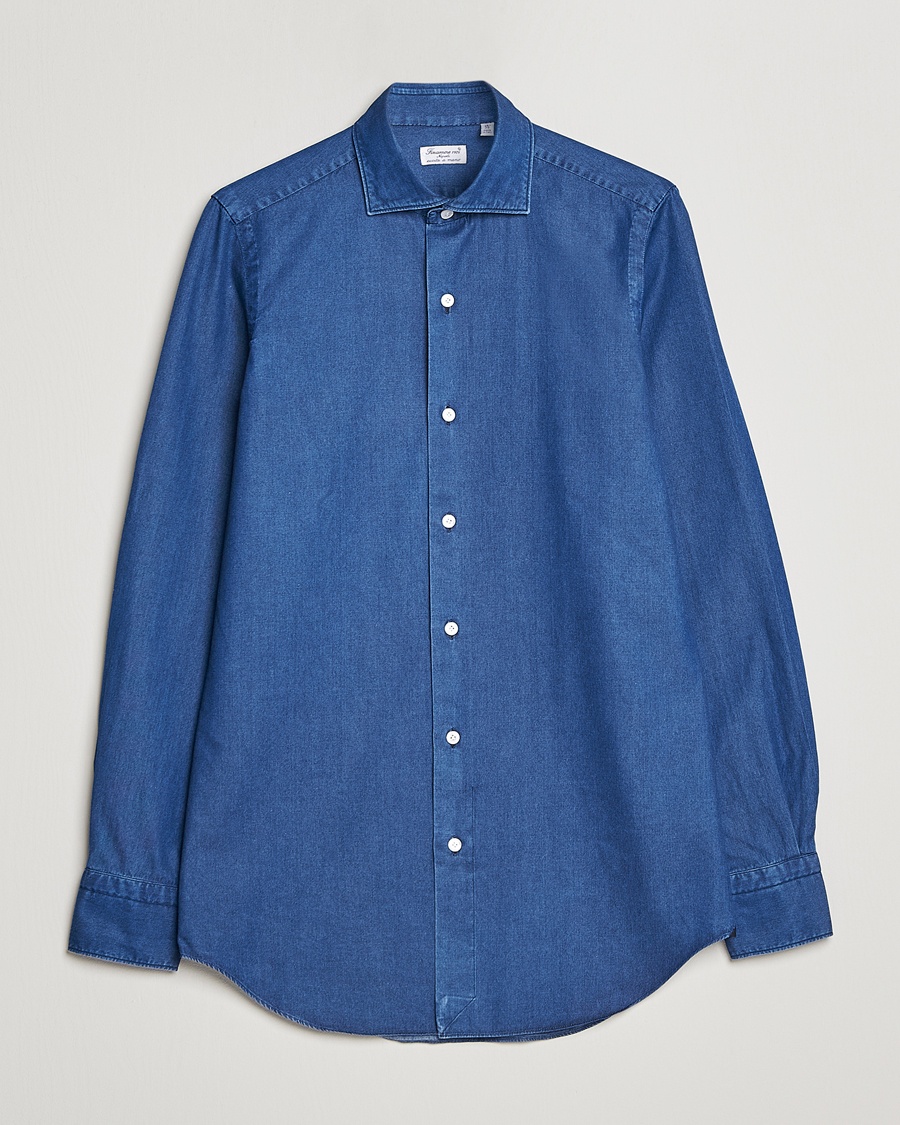 Finamore Napoli Milano Slim Denim Shirt Dark Indigo – Sininen