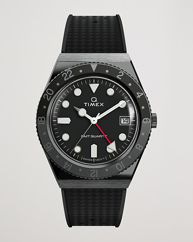 Mies | Kumiranneke | Timex | Q Diver GMT 38mm Rubber Strap Black/Grey