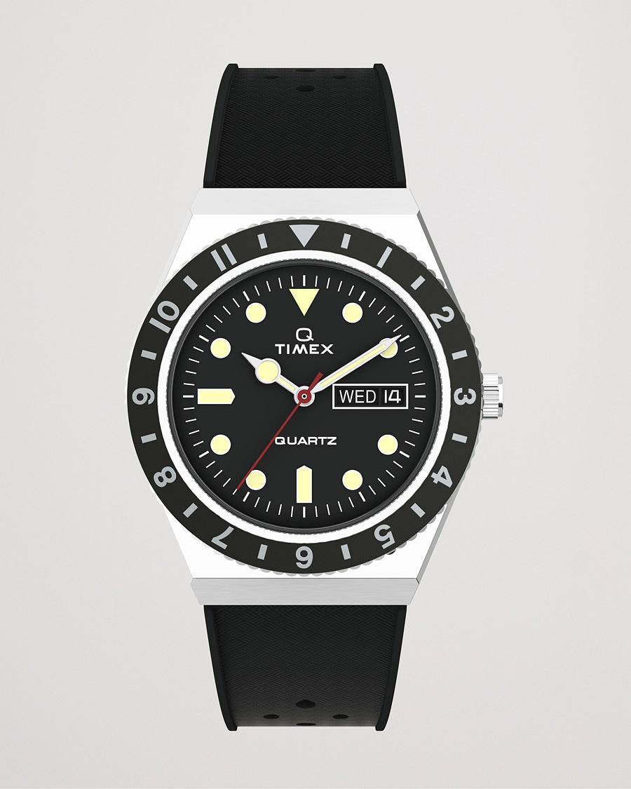 Timex Q Diver 38mm Rubber Strap Black – Musta