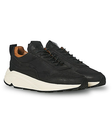 Mies |  | Buttero | Vinci Bianchetto Leather Running Sneaker Black