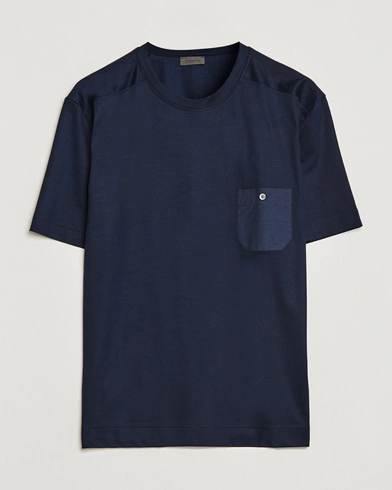 Mies |  | Zimmerli of Switzerland | Cotton/Modal Crew Neck Loungwear T-Shirt Midnight