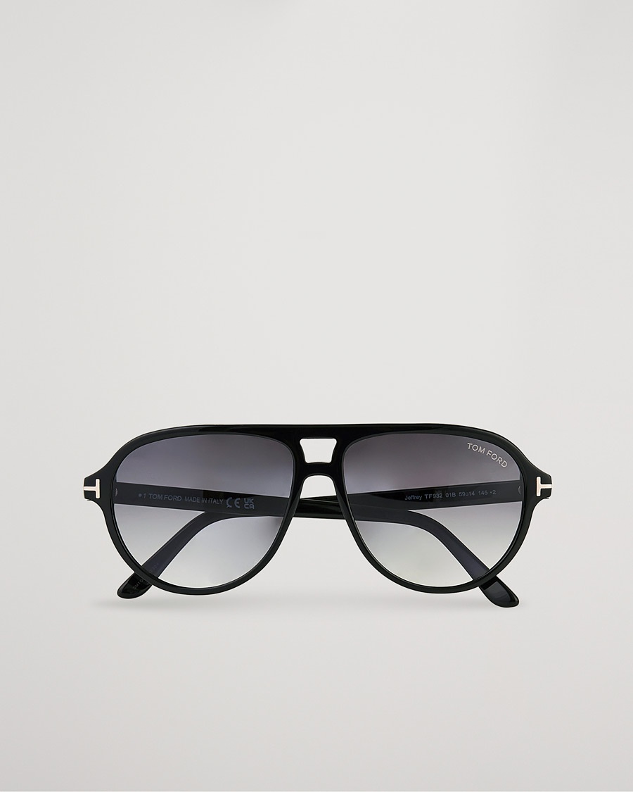 Tom Ford Jeffrey Sunglasses Shiny Black/Gradient Smoke – Musta
