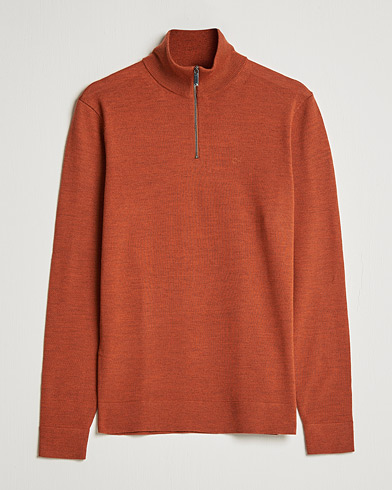 Mies | Alennusmyynti vaatteet | Calvin Klein | Superior Wool Knitted Half Zip Gingerbread Brown