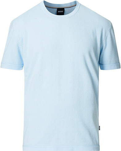 Mies | T-paidat | BOSS | Tameo Cotton/Linen T-shirt Light Blue