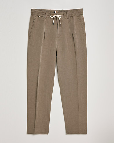Mies |  | BOSS | Perin Linen/Lyocell Drawstring Trousers Open Green