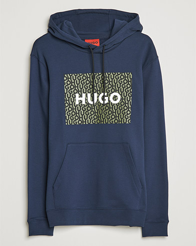 Mies | HUGO | HUGO | Dreeman Monogram Logo Hoodie Dark Blue