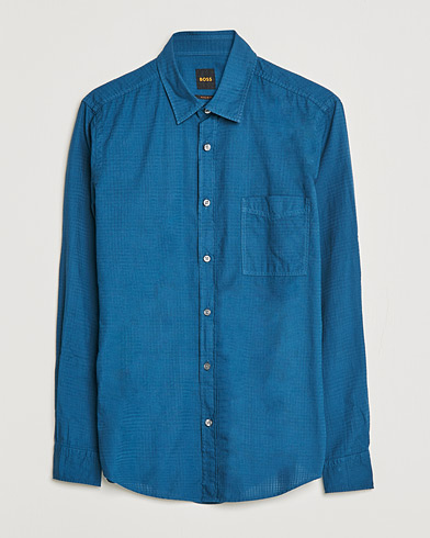Mies | Lyhythihaiset kauluspaidat | BOSS Casual | Relegant Regular Fit Garment Dyed Shirt Medium Blue