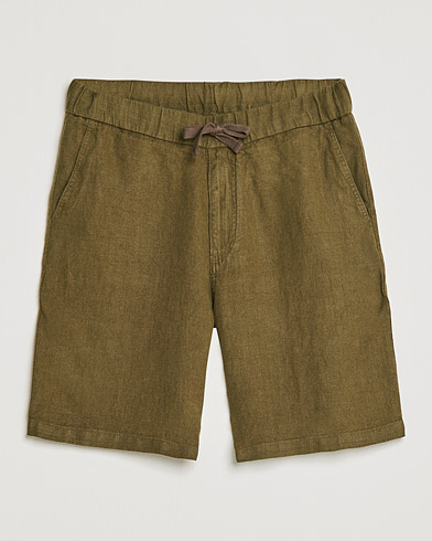 Mies | Pellavashortsit | NN07 | Keith Drawstring Linen Shorts Dark Olive
