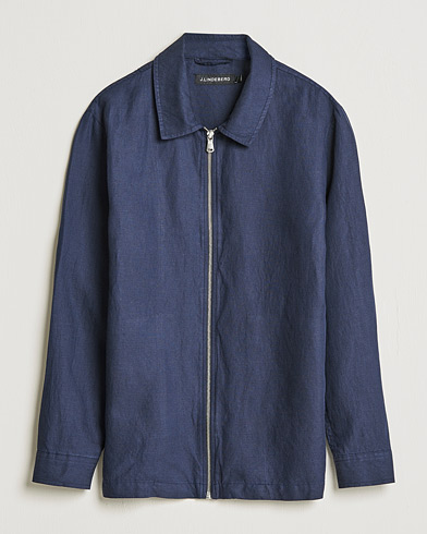 Mies | Takit | J.Lindeberg | Jason Zip Linen Shirt Jacket Navy