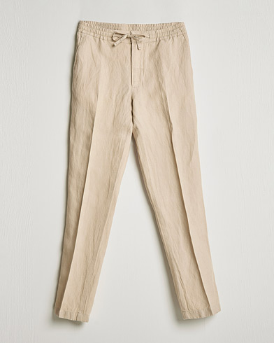 Mies | Housut | J.Lindeberg | Sasha Drape Linen Drawstring Trousers Safari Beige