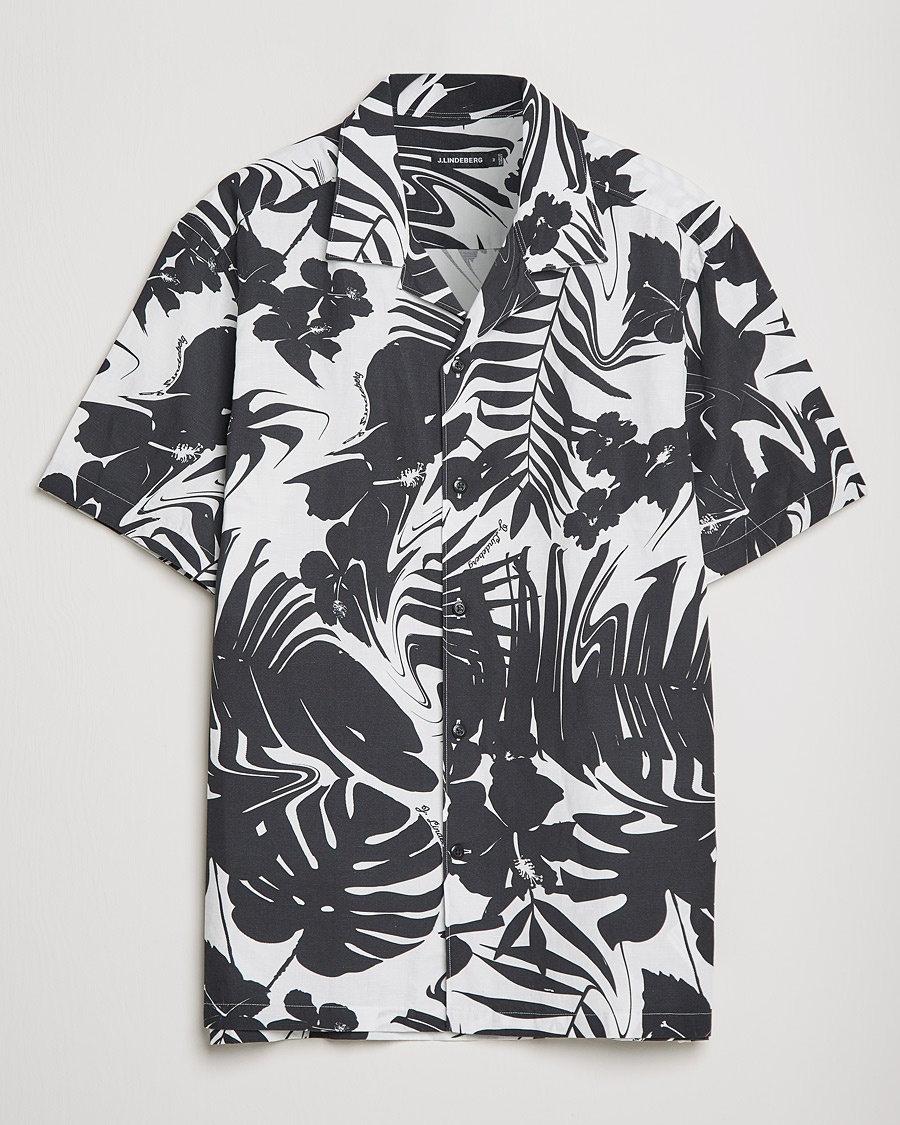 J.Lindeberg Elio Hibiscus Print Short Sleeve Shirt White/Black – Musta