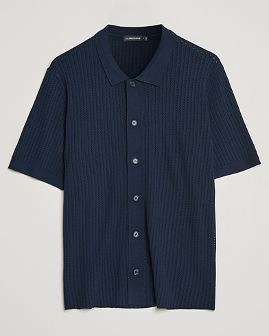 Mies | Kauluspaidat | J.Lindeberg | Skyler Rayon Silk Knit Shirt Navy