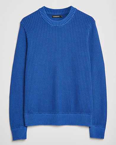 Mies | Puserot | J.Lindeberg | Coy Summer Structure Organic Cotton Sweater Royal Blue