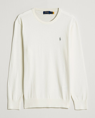 Mies | Puserot | Polo Ralph Lauren | Cotton/Cashmere Crew Neck Pullover Deckwash White