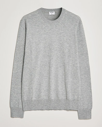 Mies | O-aukkoiset neulepuserot | Filippa K | Cotton Merino Basic Sweater Light Grey Melange