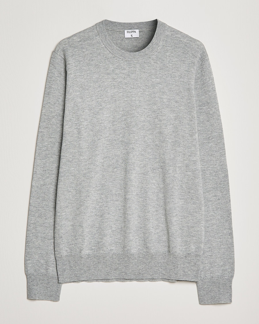 Filippa K Cotton Merino Basic Sweater Light Grey Melange – Harmaa