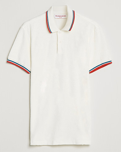 Mies |  | Orlebar Brown | Jarrett Towelling Striped Tipping Polo White Sand