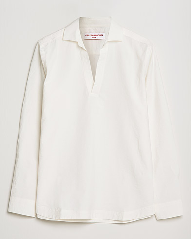 Mies |  | Orlebar Brown | Ridley Resort Collar Cotton Shirt White Sand
