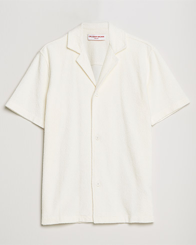 Mies | Best of British | Orlebar Brown | Howell Short Sleeve light Towelling Shirt White Sand