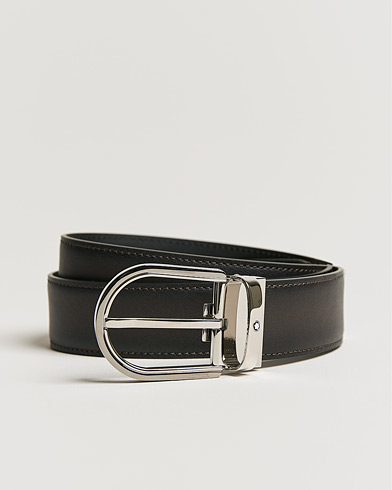 Mies | Sileät vyöt | Montblanc | Horseshoe Buckle Grey 35 mm Leather Belt Grey