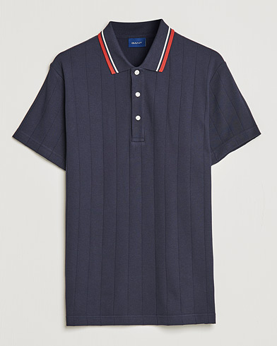Mies |  | GANT | Structued Knitted Polo Evening Blue