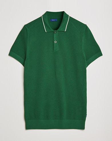 Mies | Pikeet | GANT | Textured Knitted Polo Forest Green