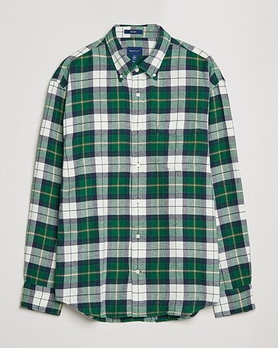 Mies | Alennusmyynti vaatteet | GANT | Relaxed Textured Checked Shirt Forest Green