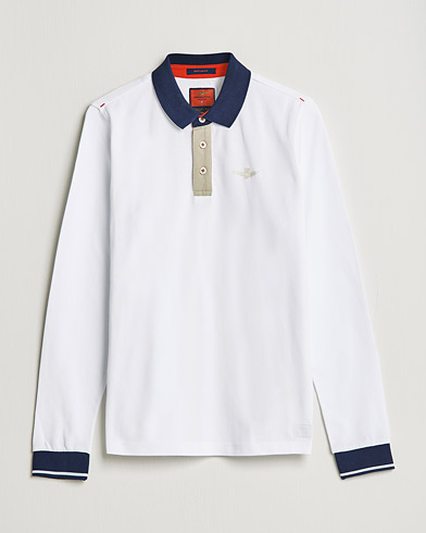 Mies | Rugby-paidat | Aeronautica Militare | Long Sleeve Collor Polo Off White