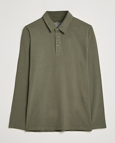 Mies | Pikeet | Bread & Boxers | Long Sleeve Jersey Polo Army Green