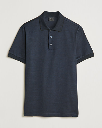 Mies | Lyhythihaiset pikeepaidat | Brioni | Cotton/Silk Short Sleeve Polo Navy