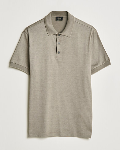 Mies | Lyhythihaiset pikeepaidat | Brioni | Cotton/Silk Short Sleeve Polo Beige