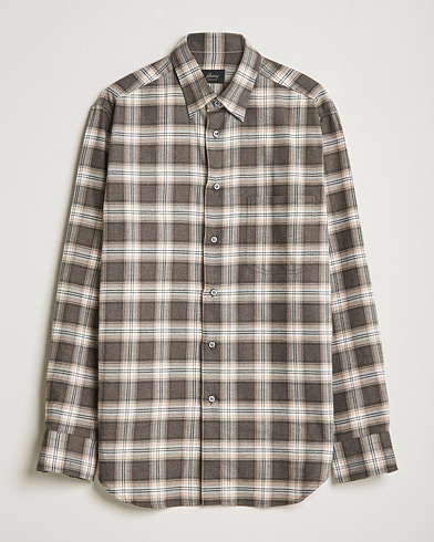 Mies |  | Brioni | Check Flannel Shirt Beige