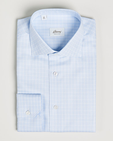Mies | Bisnespaidat | Brioni | Slim Fit Dress Shirt Light Blue Check