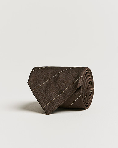 Mies |  | Brioni | Regimental Stripe Silk Tie Dark Brown