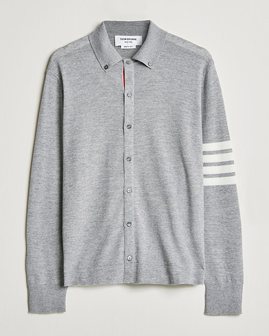 Mies | Kauluspaidat | Thom Browne | Merino Wool Button Down Shirt Light Grey