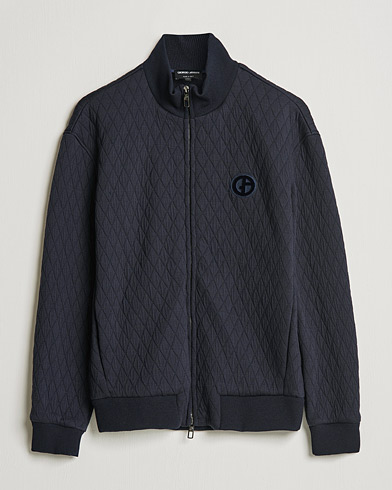 Mies | Italian Department | Giorgio Armani | Diamond Quilted Zip Sweater Navy
