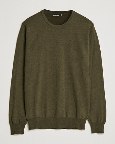 Mies | Puserot | J.Lindeberg | Lyle True Merino Crew Neck Pullover Forest Green