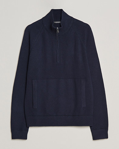 Mies | Puserot | J.Lindeberg | Collin Cashmere/Wool Knitted Half Zip Navy