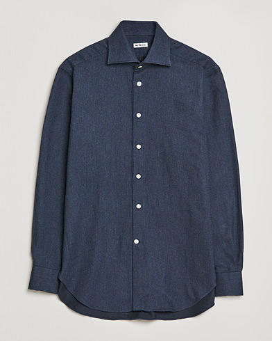 Mies | Flanellipaidat | Kiton | Slim Fit Flannel Shirt Dark Blue